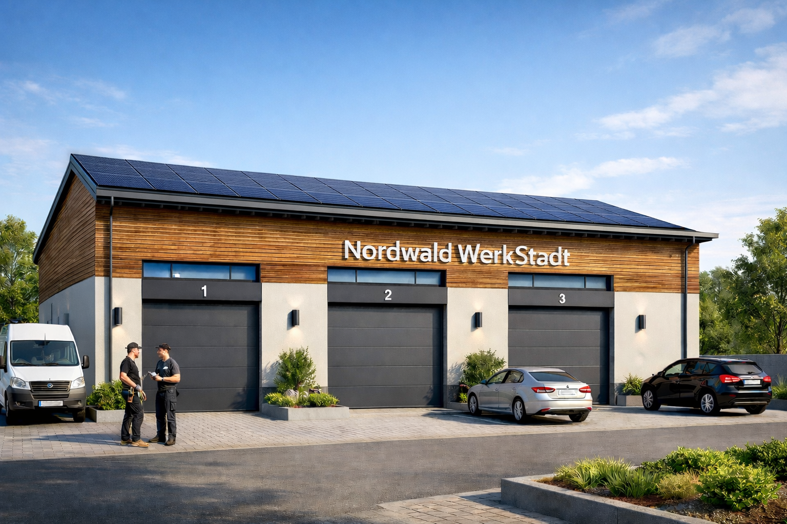 Moderne Lagerhalle mit Empore für Büroräume